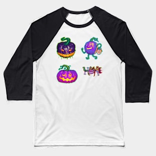 Halloween Purple Jack O' Lantern Sticker Pack Baseball T-Shirt